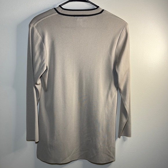 Mieka Women's Tan Cardigan with Black Accents - Picture 3 of 8